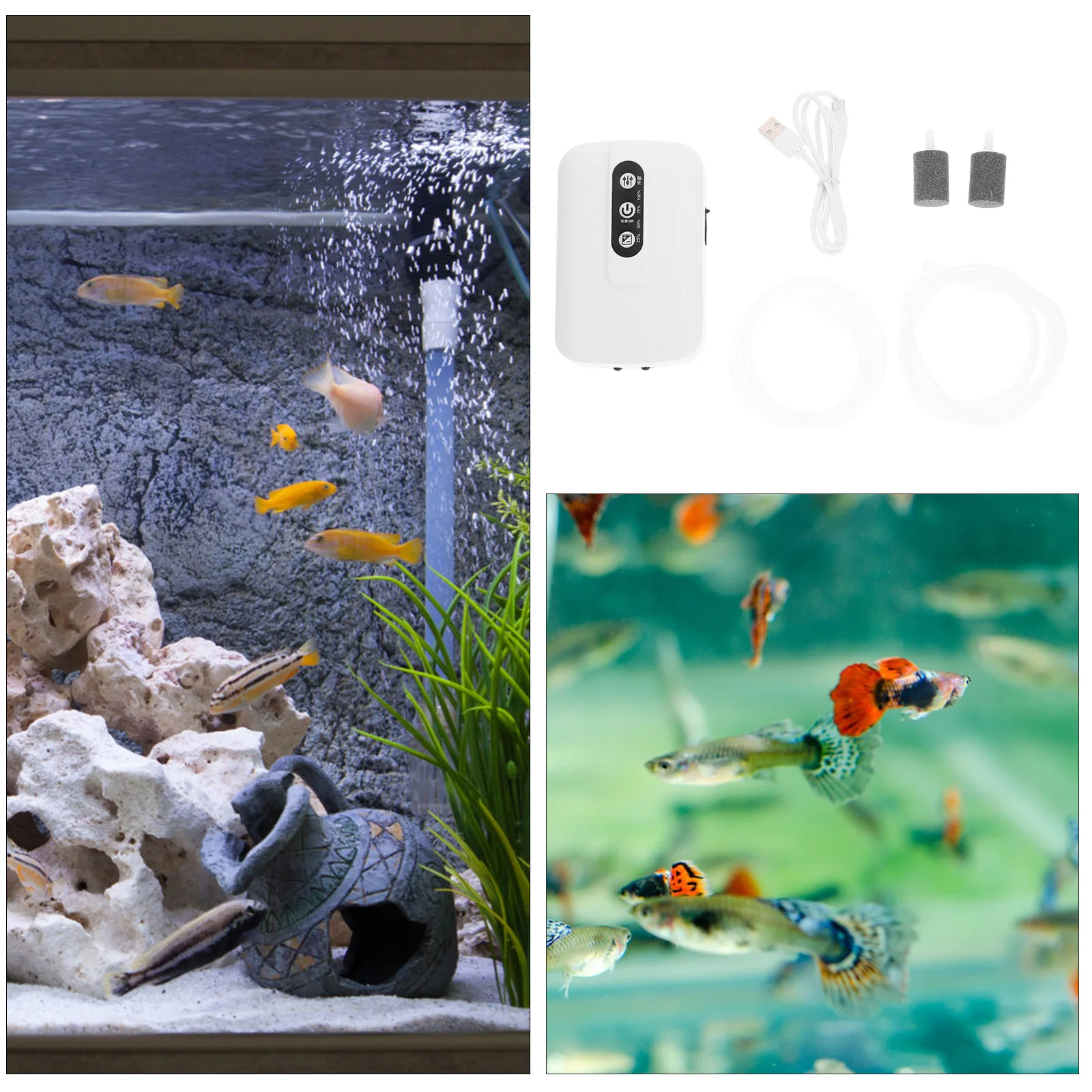 

1Set Aquarium Fish Tank Oxygen Pump USB Charging Mini Air Aerator Durable Portable Oxygenator