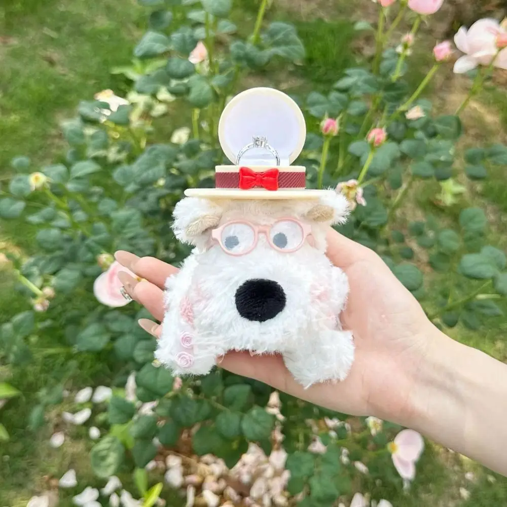 

Lovely Display Plush Puppy Doll Ring Box Plush Stuffed Engagement Ring Box Cute Cartoon Couple Rings Holder For Girlfriend