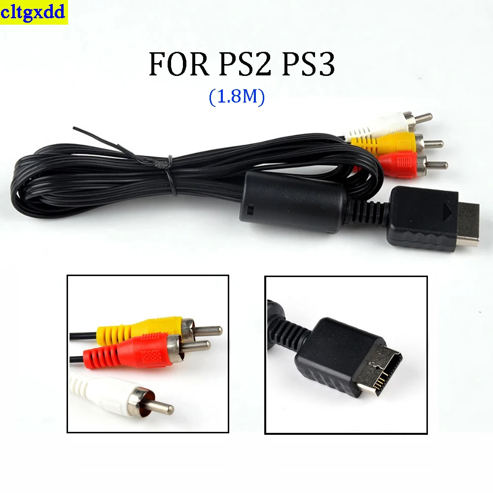 Cltgxdd 1piece FOR PS2 PS3 Multicomponent Game Audio Video AV Cable to RCA Cable Console TV Game Computer Accessories 1.8M