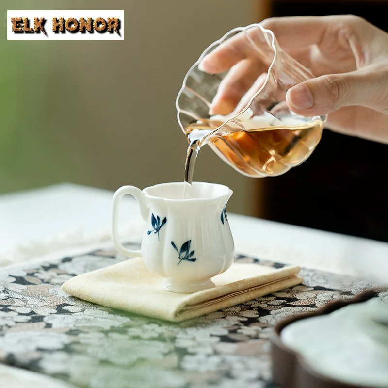 2pc/lot Hand-painted Butterfly Orchid Teacup Zen Tea Bowl Single Cups Tea-tasting Personal Cup Jianzhan Master Cups Teaware 50ml