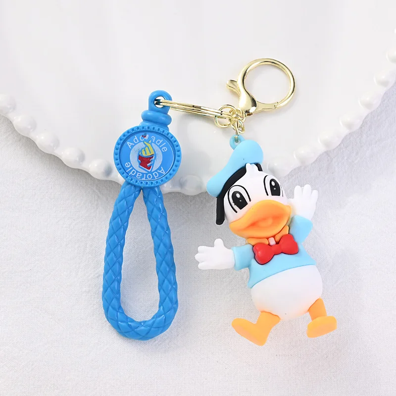 MINISO Disney Cartoon Keychain Mickey Minnie Donald Duck Goofy Silicone Pendant Key Holder Cute Jewelry Decoration Accessories