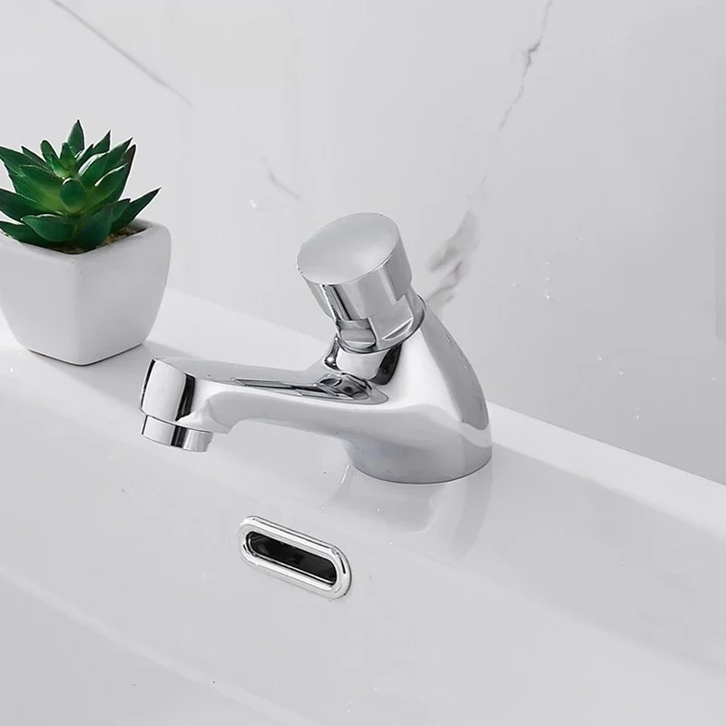 Public Kitchen Bathroom Time Delay Faucet Chrome Plated Self Closing Water Saving Faucets Basin Sink Taps Bathroom Faucet