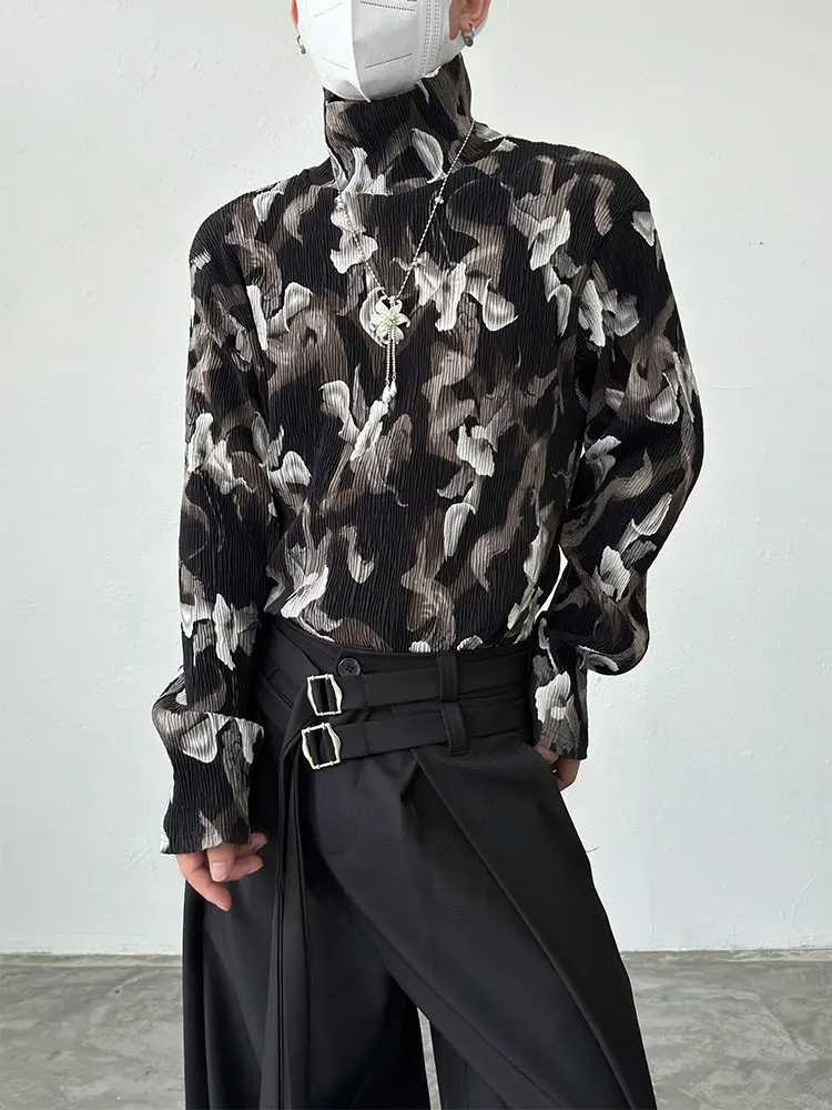 BKYC Autumn Winter High Neck Pleated Base Shirt T-Shirt Men Women Fashionable Premium Feel Long Sleeve Top Polyester Fabric