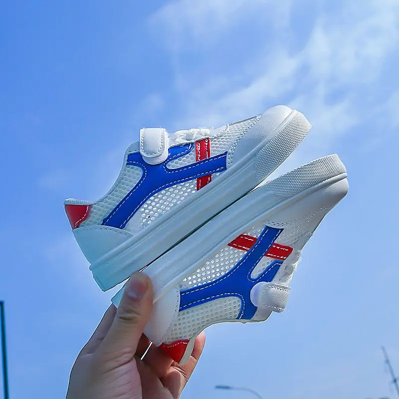 White Breathable Mesh Casual Board Shoes for Boys Girls Summer Primary School Students Performance Shoes