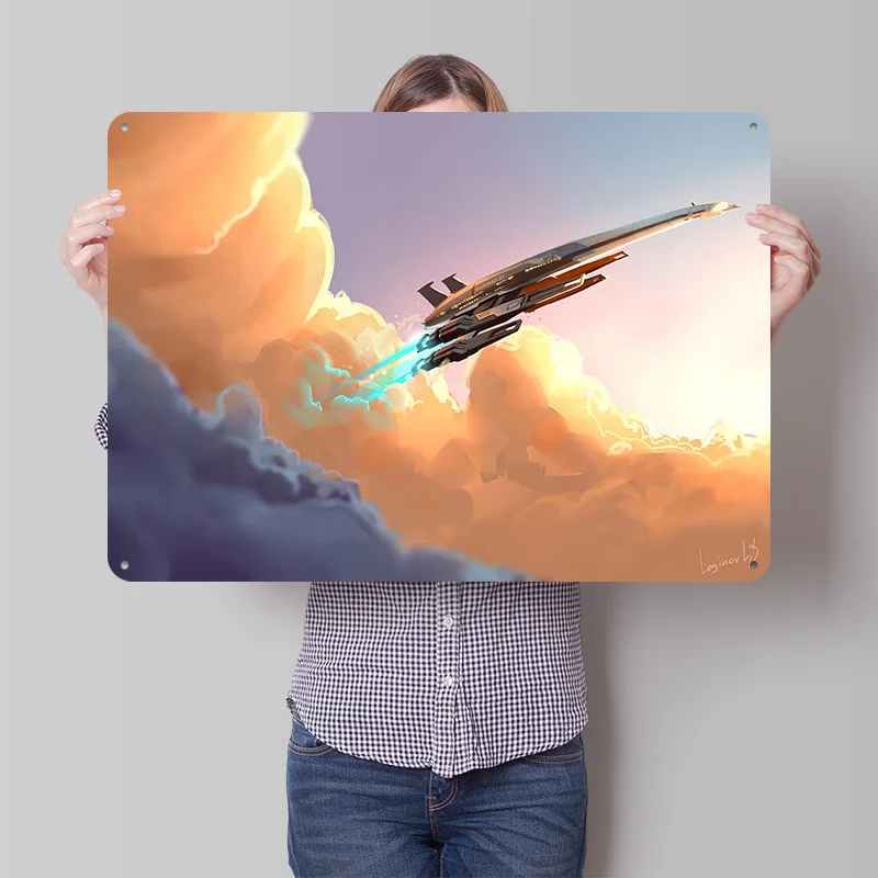 Normandy SR2-Mass Effect 3D Printed Texture Poster Personalized Wall Art Retro Metal Tin Signs for Decoration Room Ornaments