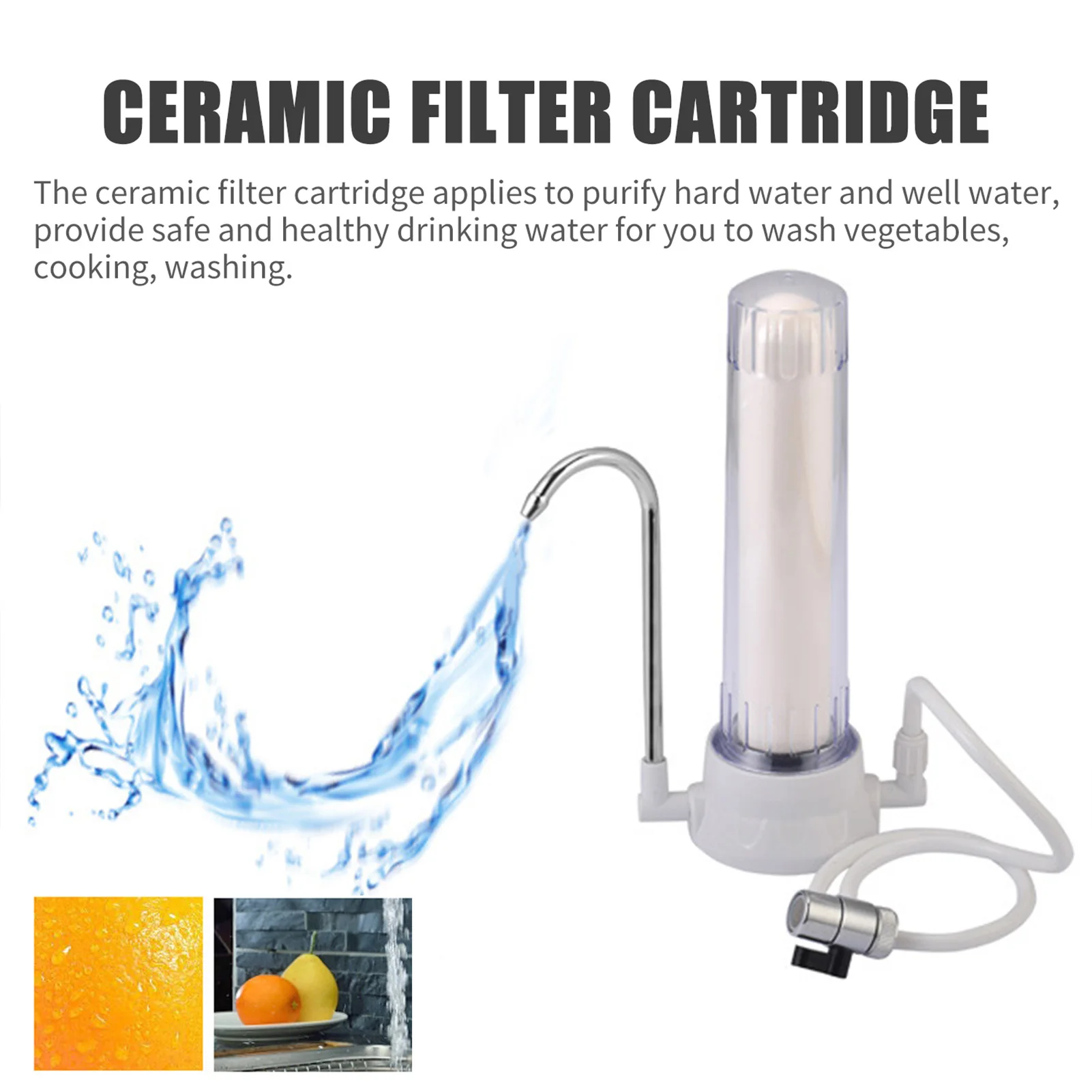 

Countertop Water Filter Faucet Water Filter with Ceramic Cartridge Water Tap Filtration System for Hard Water Reduces