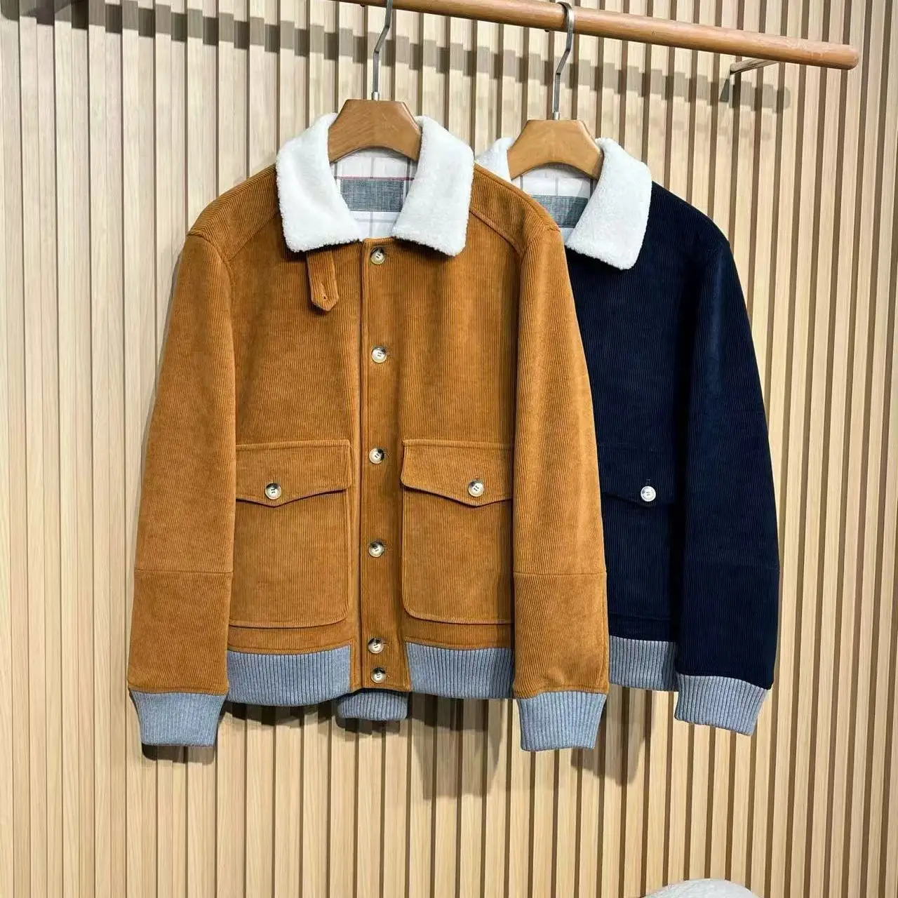 

BC Italian men's clothing autumn and winter new old money wind corduroy lapel jacket business casual men's thermal jacket