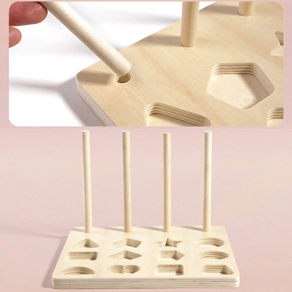 Juguetes de madera Montessori para niños, formas de colores a juego con juego de rompecabezas, cognición de colores con cuentas, juguetes educativos, regalo para niños