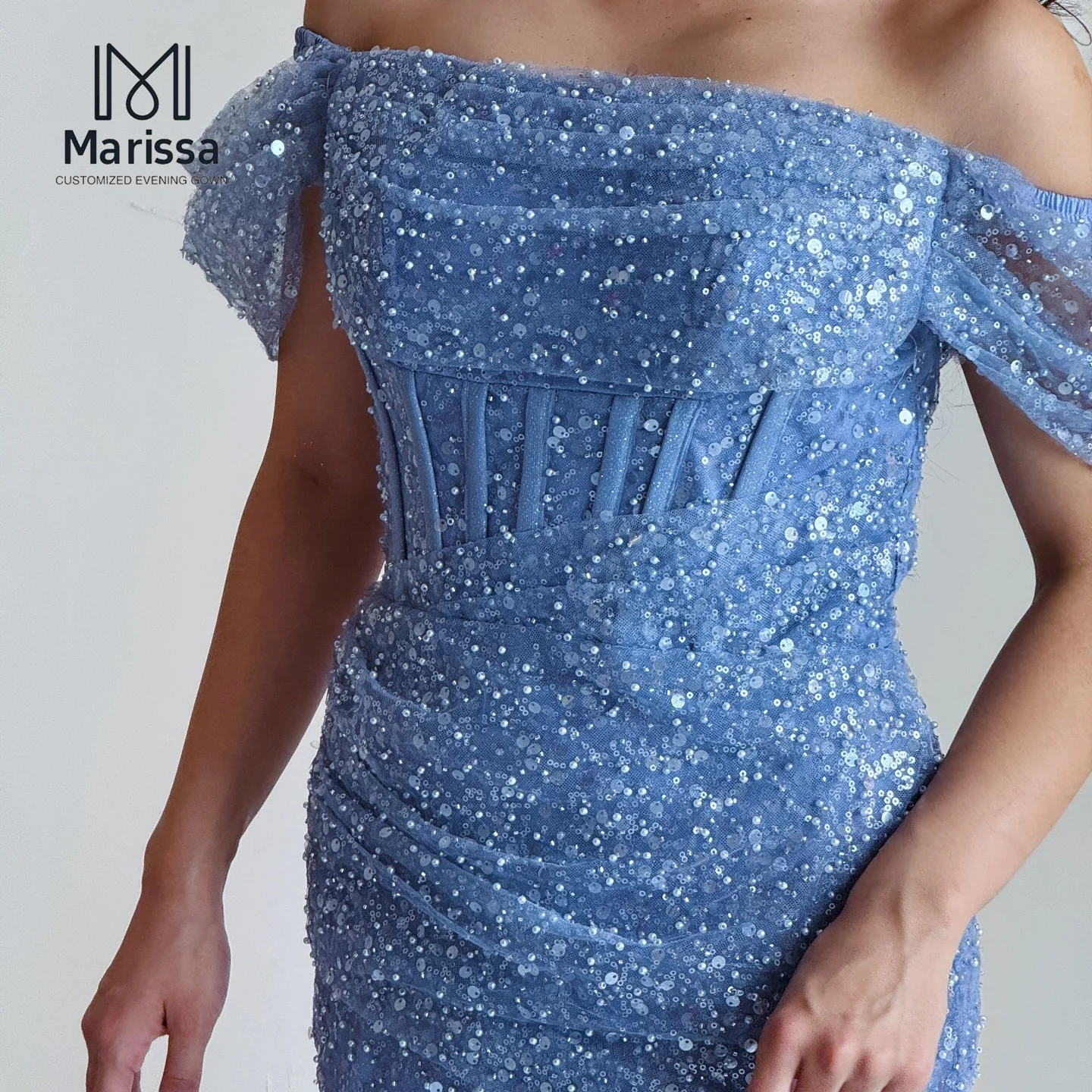 فساتين لحفلات الكوكتيل طويلة بذيل السمكة من ماريسا للمناسبات الخاصة مصنوعة حسب الطلب فساتين حفلات أنيقة 2025 فستان تول ترتر للحفلات الراقصة