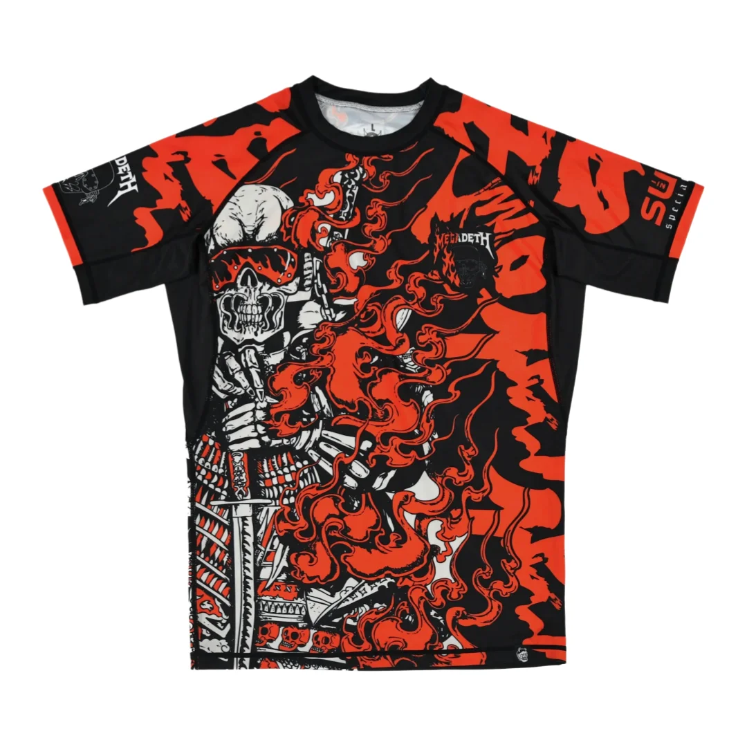 New Men's BJJ/MMA Rash Guard Japan Style Megadeth Farewell Fire Breathable Athletic T-Shirt Summer Casual Training Fightwear Top