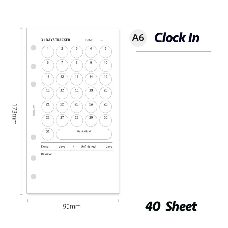 Minimalist Ledger Loose Leaf Paper A6A7