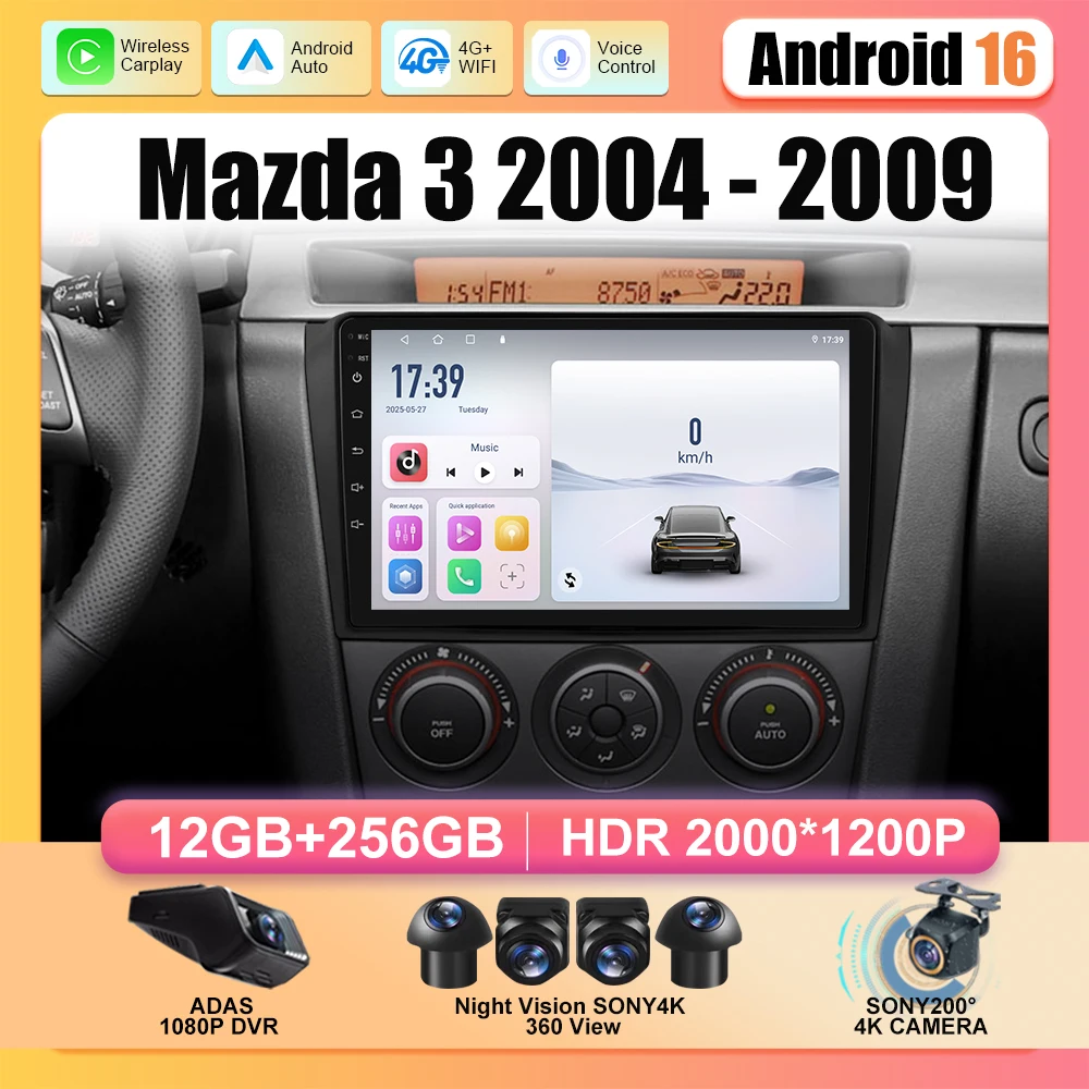 

Android 16 video Player Car Radio For Mazda 3 2004 - 2009 2din with BOSE Multimedia Carplay Stereo GPS Head Unit WIFI+4G