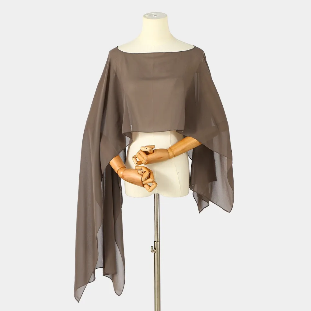 New Solid Color Chiffon Cape Shawl Loose Fit One Size Wedding Jacket Sheer Transparent Chiffon Shrug For Women Ladies