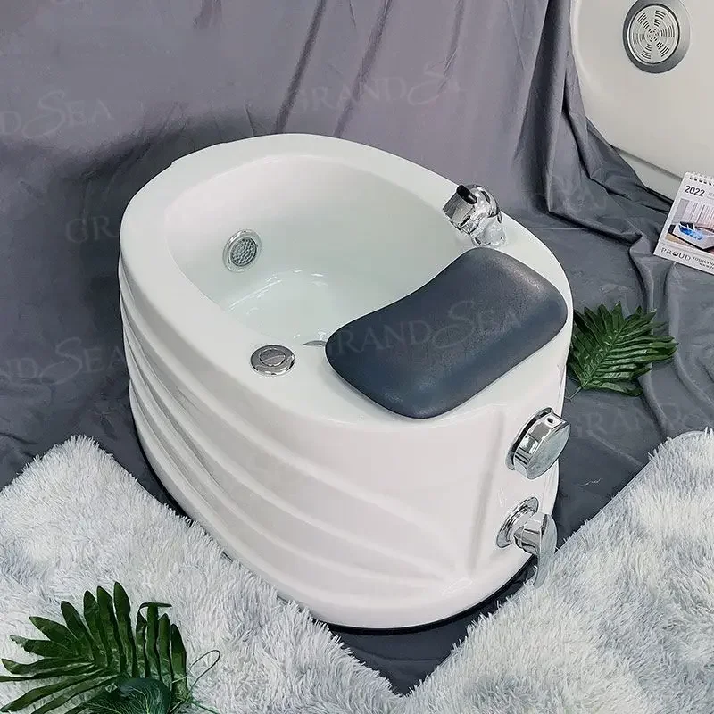 Modern Interior Beauty Salon Massage Portable Foot Bath with Colorful Lights Acrylic Spa Pedicure  Basin