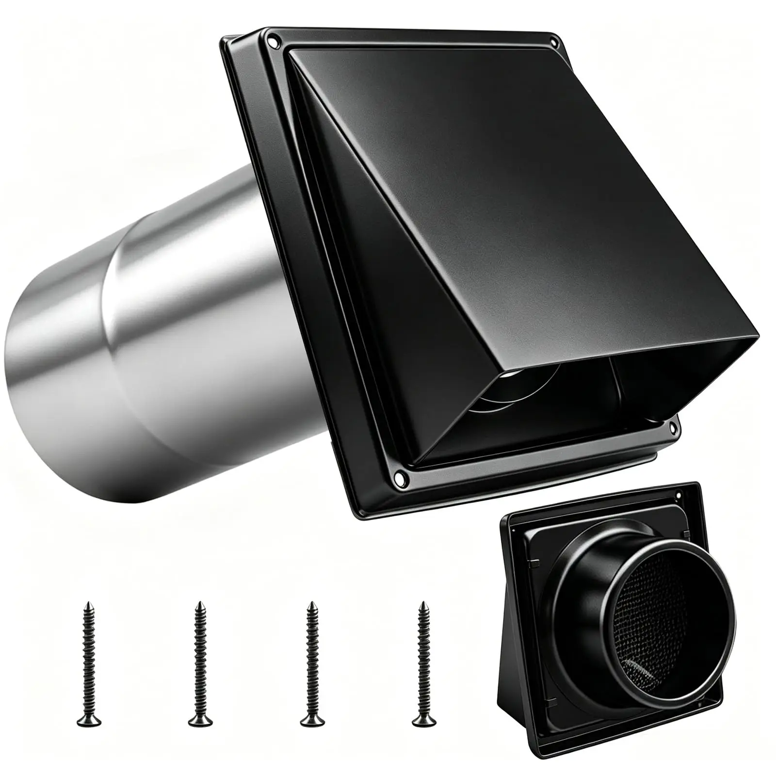 4 Inch/6 Inch Dryer Vent Cover, Stainless Steel Exhaust Cap with Removable Extended Pipe