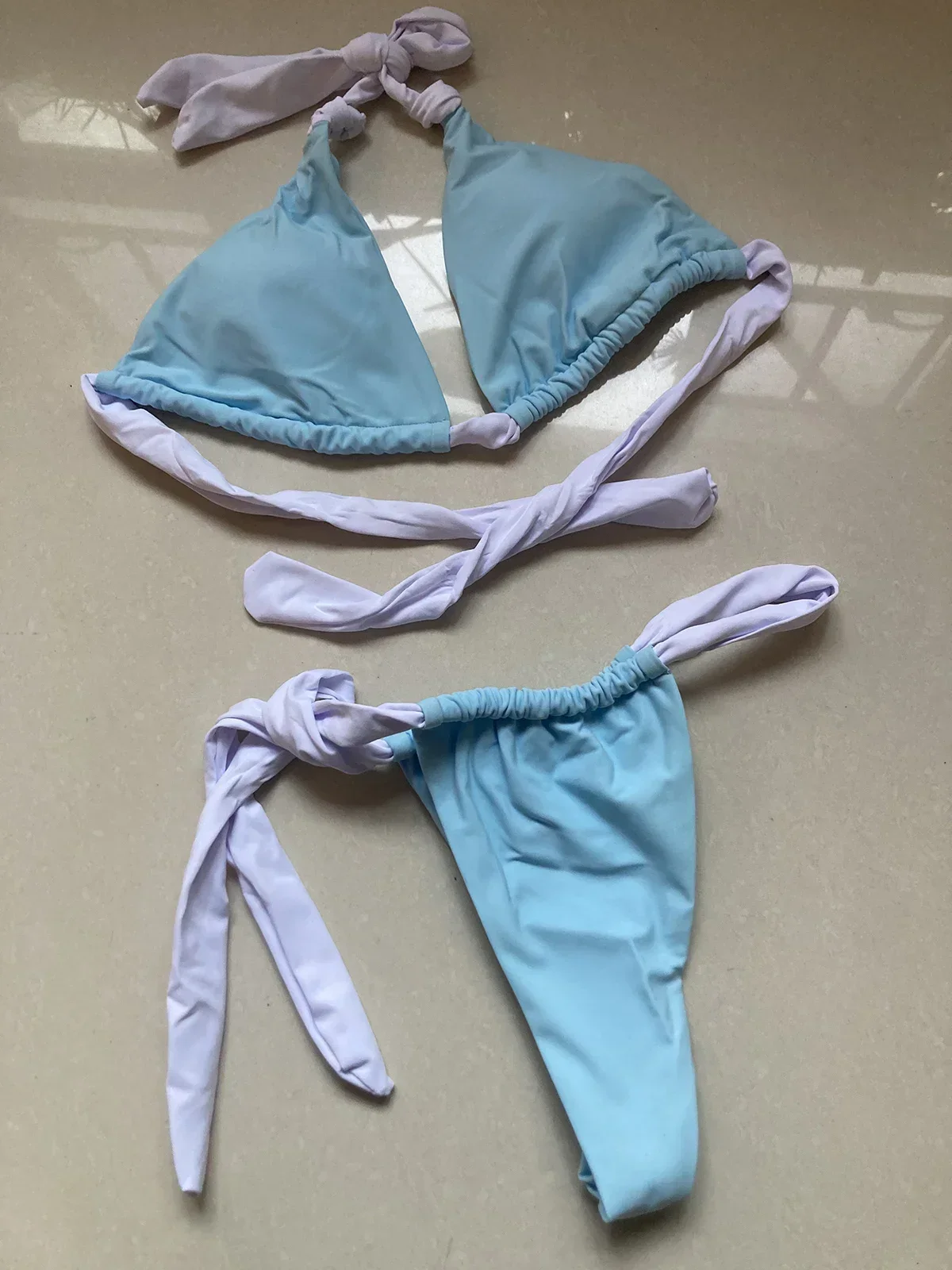 Sexy Triangle Push Up Brazilian Bikini Swimwear Women Knotted Bandage 2 Piece Swimsuit String Bikinis Bathing Suit Beach Wear
