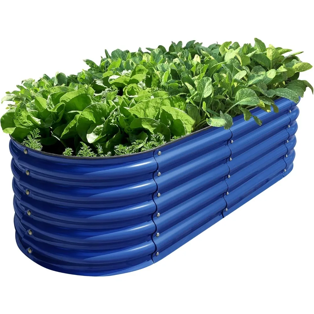 

Galvanized Raised Garden Beds, 12-in-1 Metal Outdoor Plant Boxes for Vegetables, Cobalt Blue