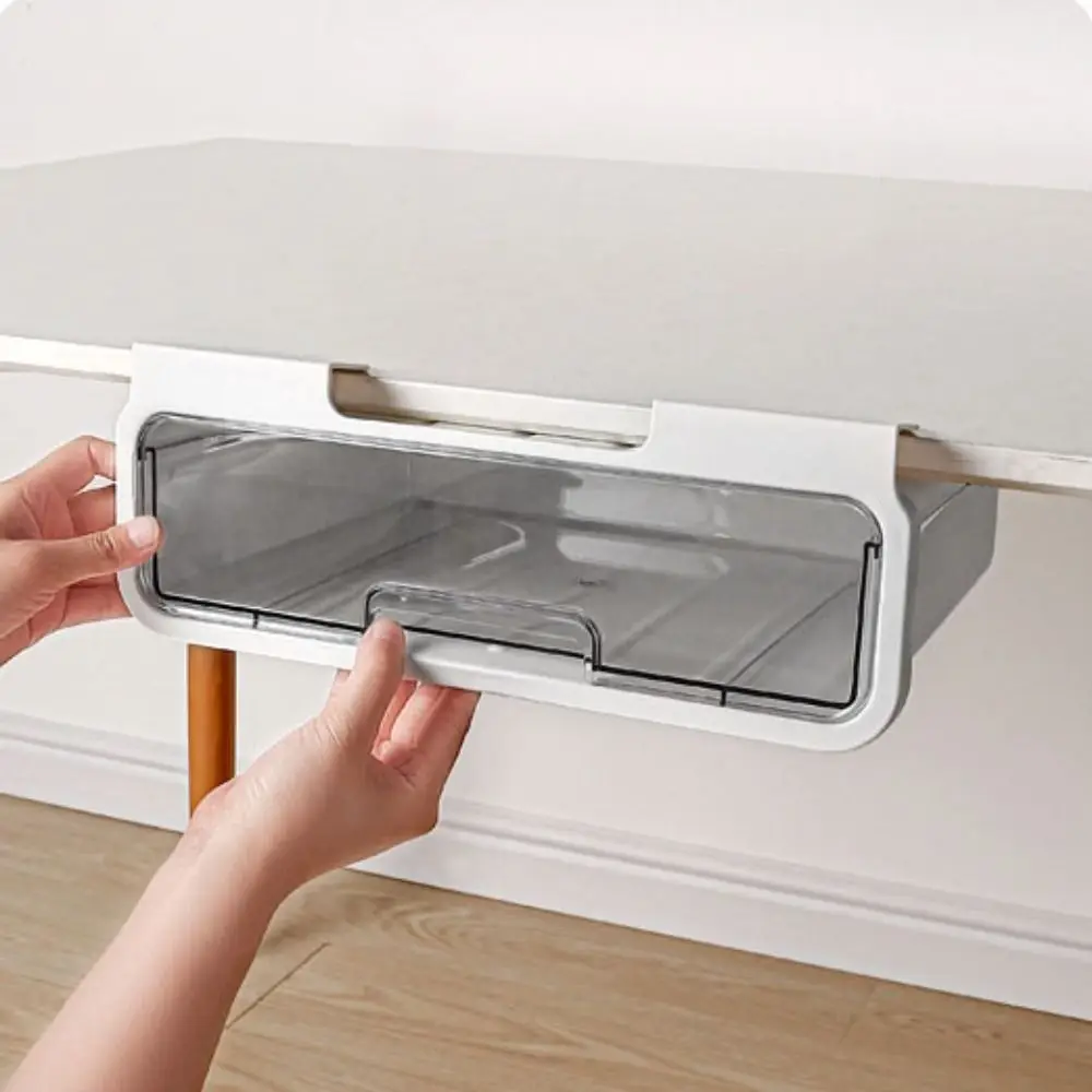 Punch Free Under Table Storage Drawer Large Capacity Space Saving Drawer Storage Box Visible Strong Load-bearing Capacity