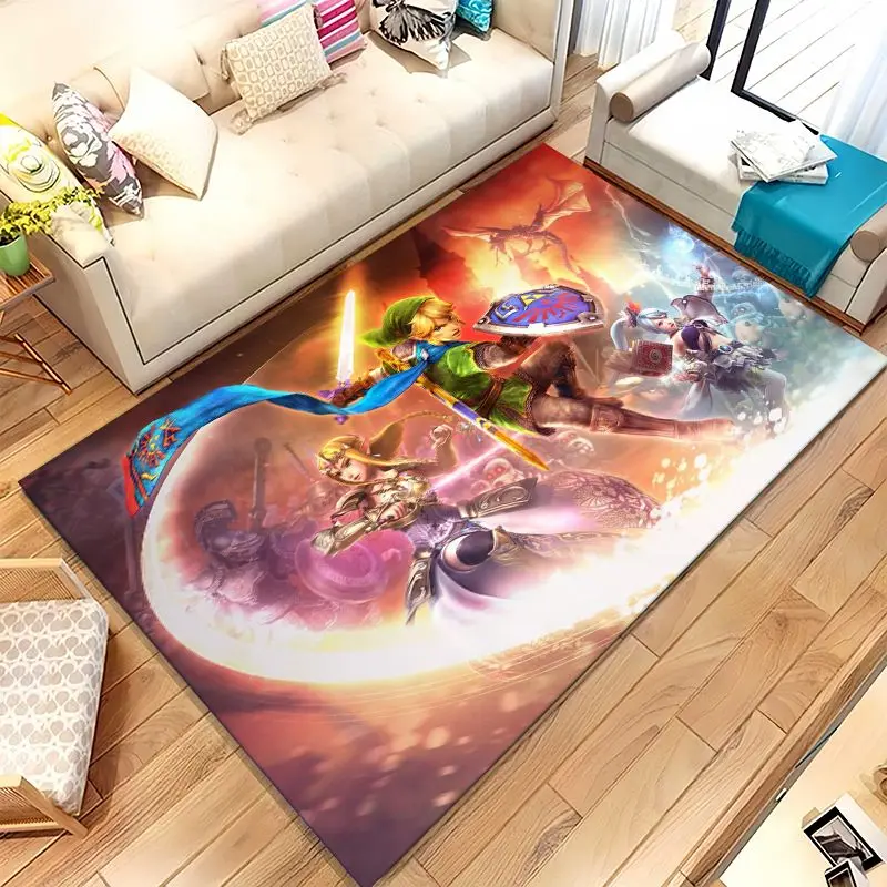 Classic Game Z-Zelda Hylian Crest Link Non-Slip Large Area Rug for Living Room,Bedroom Playroom Carpet Mat for Sofa,Home Decor