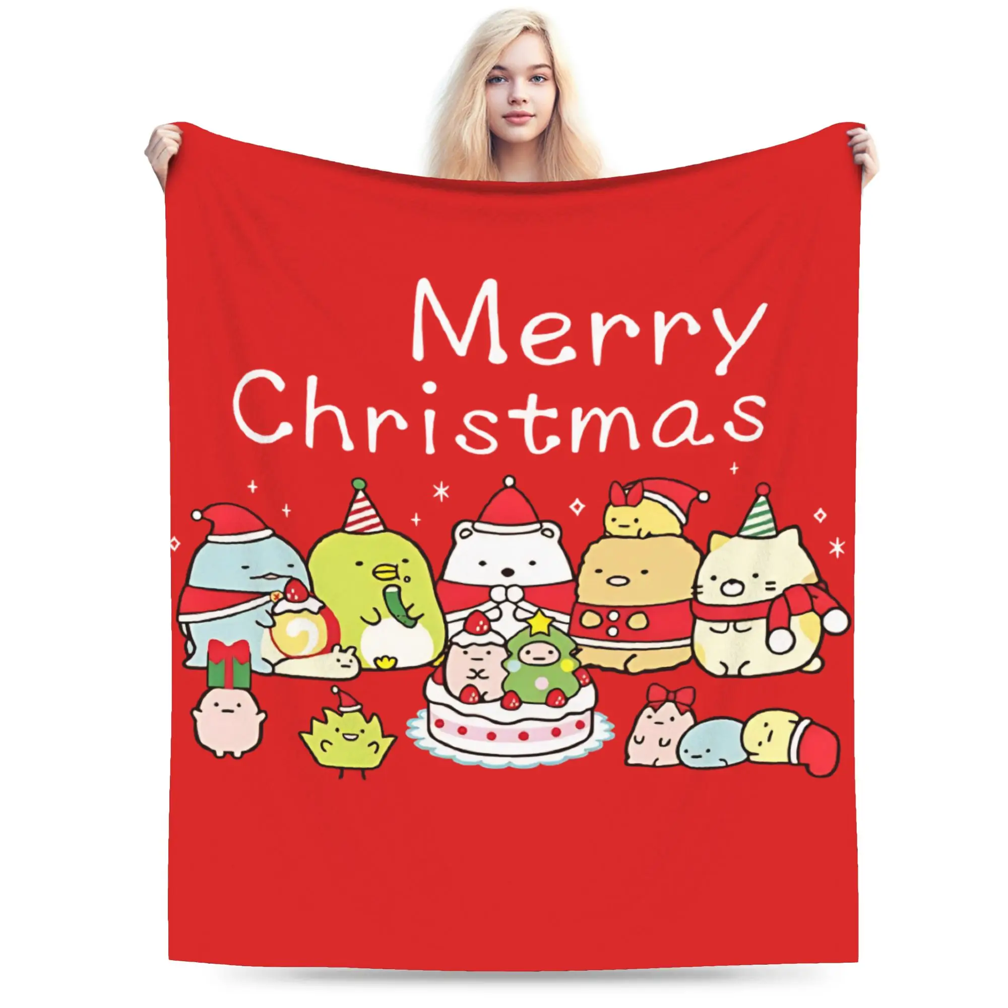 Sumikkos Gurashis Merry Christmas Blanket  Wool Funny Soft Throw Blanket for Coverlet Decoration
