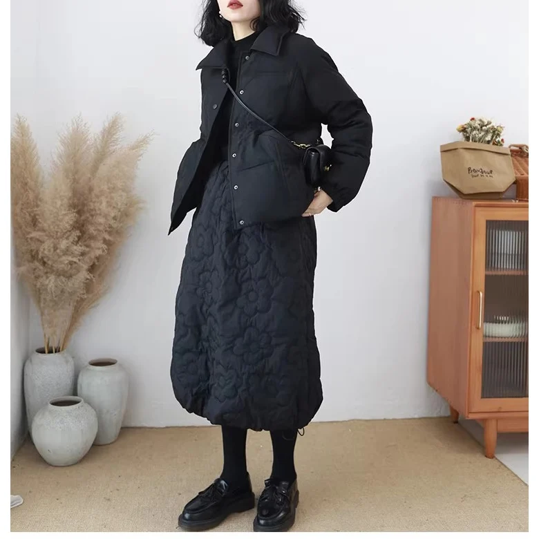 

Юбка из смеси хлопка с высокой талией и вышивкой Hepburn Sle, женская юбка H-образной формы из полиэфирного волокна Faion Ci Commute