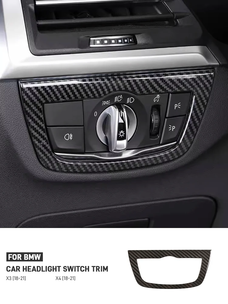

For BMW G30 G32 G38 X3 G01 G08 X4 G02 Carbon Fiber Car Headlight Switch Knob Panel Trim Frame Sticker Car Interior Accessories