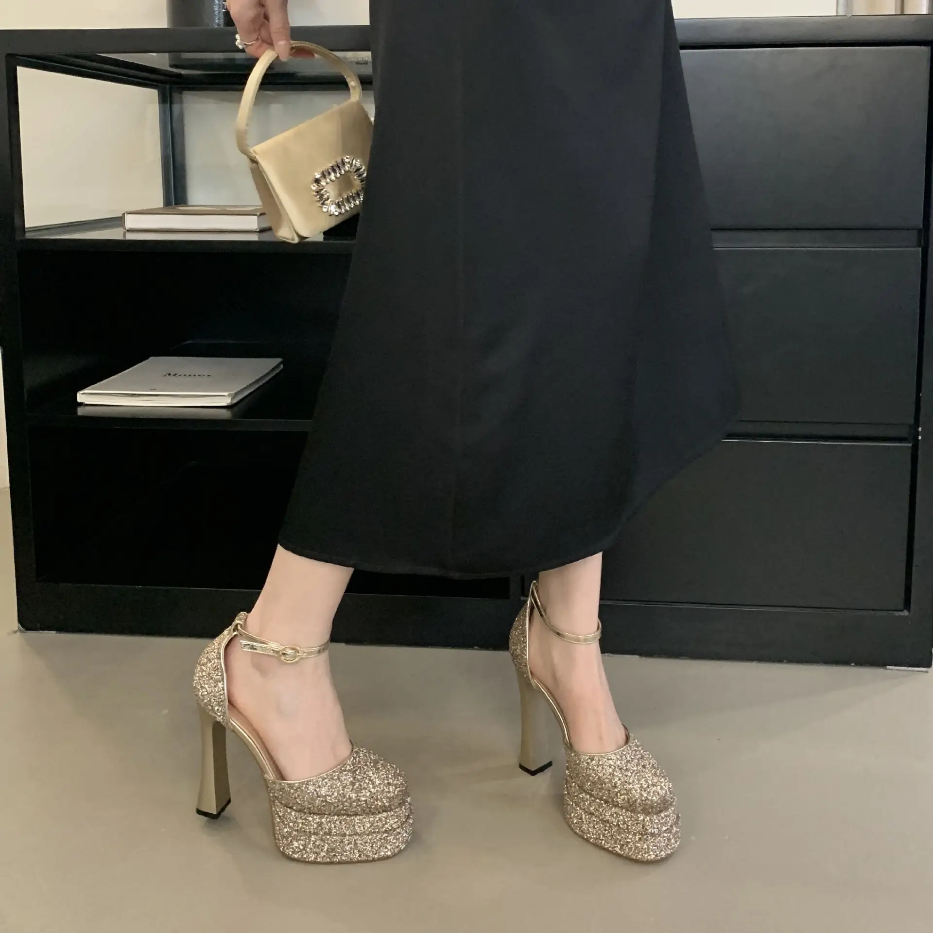 

Женские босоножки на массивном каблуке 14 см, новые, сексуальные, на двойной водонепроницаемой платформе, с толстой подошвой, нескользящие, для вечеринок и клубов, на высоком каблуке