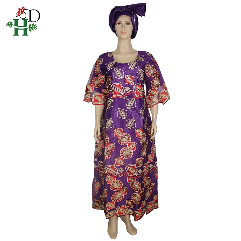 H&D African Clothes For Women Traditional Embroidery Dresses Bazin Riche Maxi Dress Women Party Wedding Ramadan 2024