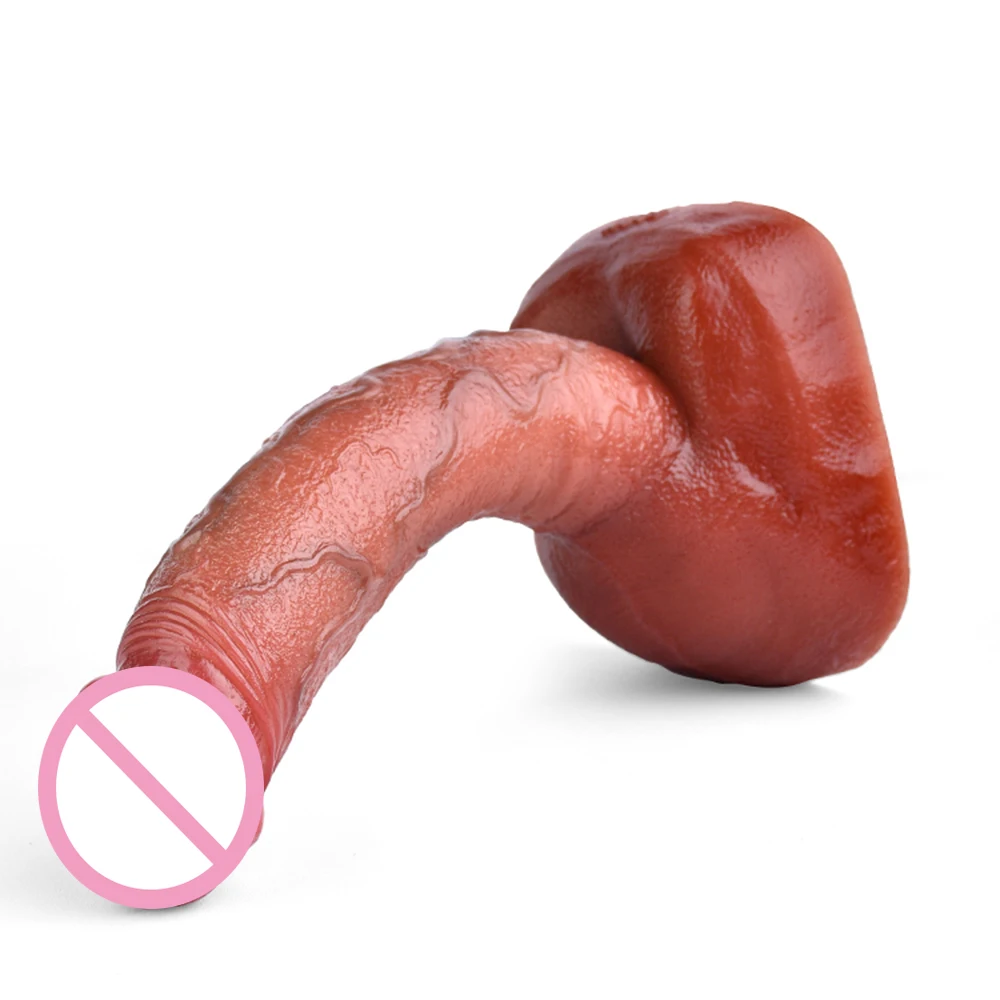 FAAK Strapon Artificial Penis Silicone Realistic Curved Dildo With Sucker Sex Toys For Women Female Masturbator Skin Touch