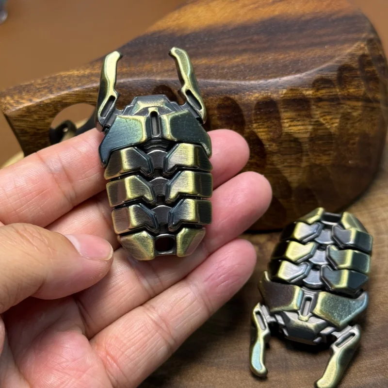 Beetle EDC Metal Clicker Seesaw Magnetic Push Card Fidget Mechanical Slider Pushing Plate Haptic Coin Sensory Stress Relief Toy