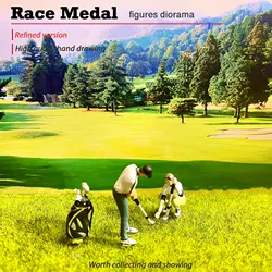 Golf miniature art scene with ornaments handmade swing club miniature food play 1/64 couple gift club micro shot mini man