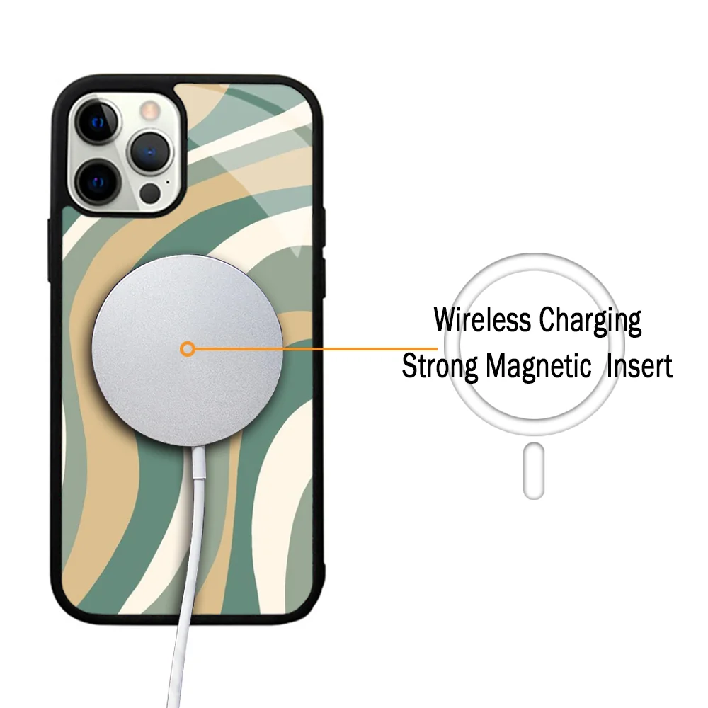 Abstract Swirl Pattern Phone Case For IPhone 11 12 13 14 15 Plus Pro Max Mirror Acrylic Cover For Magsafe Wireless Charging