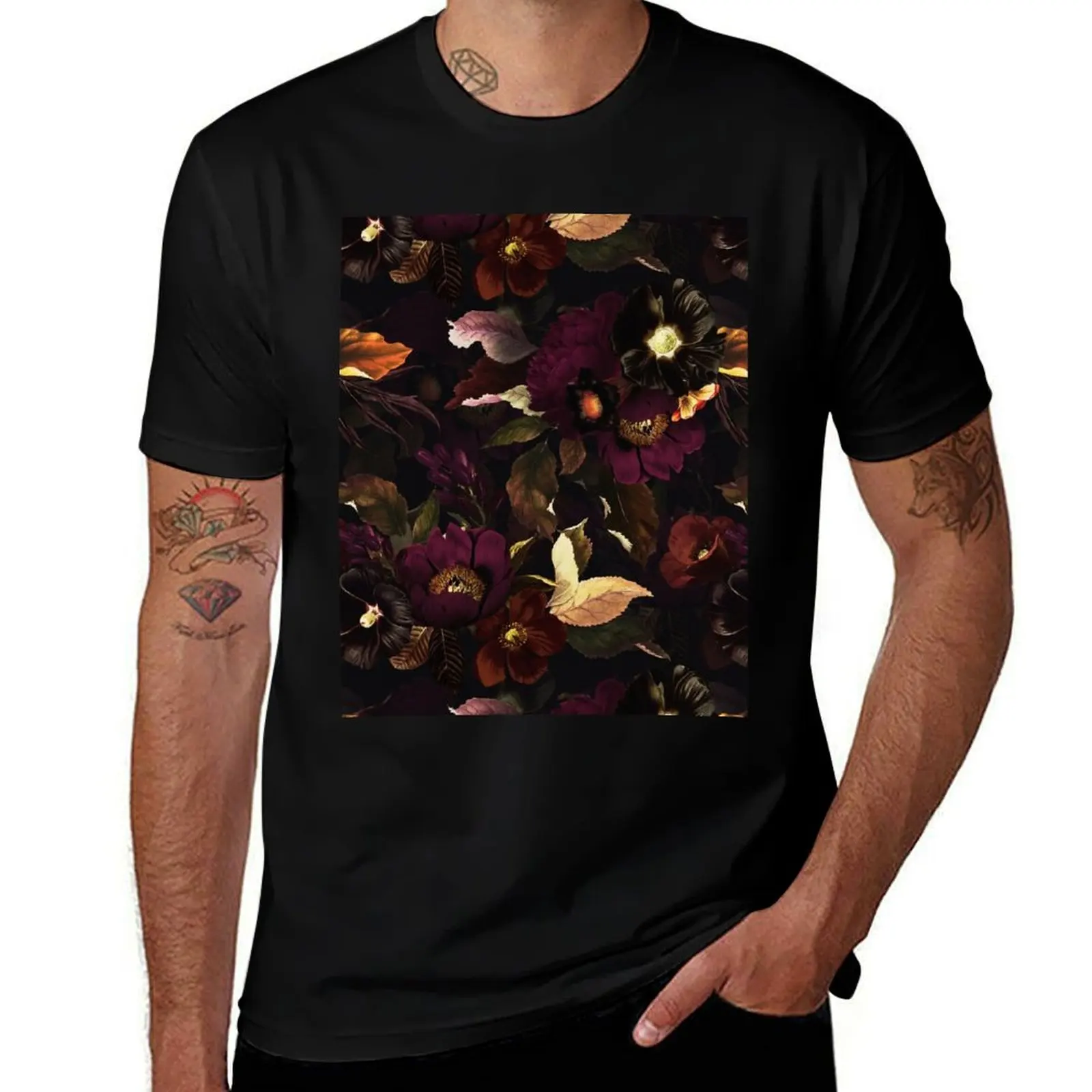 Mystical Botanical Night Garden I T-Shirt graphic t shirts oversizeds black t-shirts for men