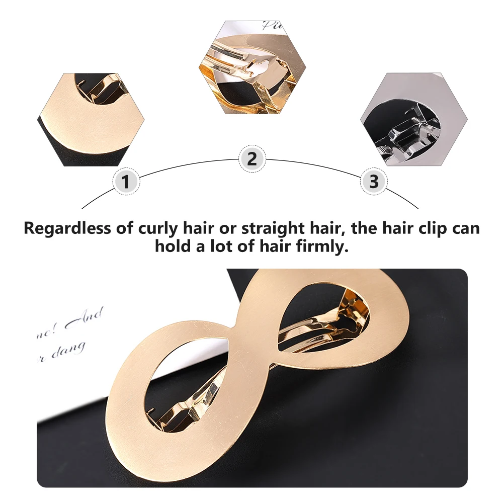 

2Pcs Hollow Metal Hair Clips Durable Non Slip Ponytail Accessories Women Child Glossy Alloy Barrettes Hairpins Hair Care Styling