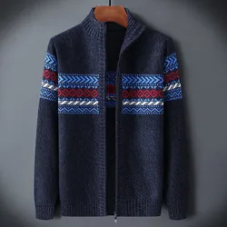 ICPANS Winter Knitted Sweater Men Vintage Christmas Mens Cardigan Plaid Sweater For Male Men clothing