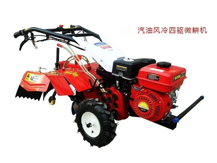 Lmm small agricultural hand-held four-wheel drive gasoline and diesel loosen soil ridge rotary tiller micro-tiller