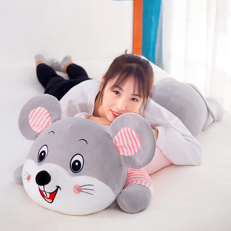 超柔らかいぬいぐるみマウス人形-赤ちゃんの睡眠仲間枕-大きなぬいぐるみ-子供用ベッド-誕生日プレゼント