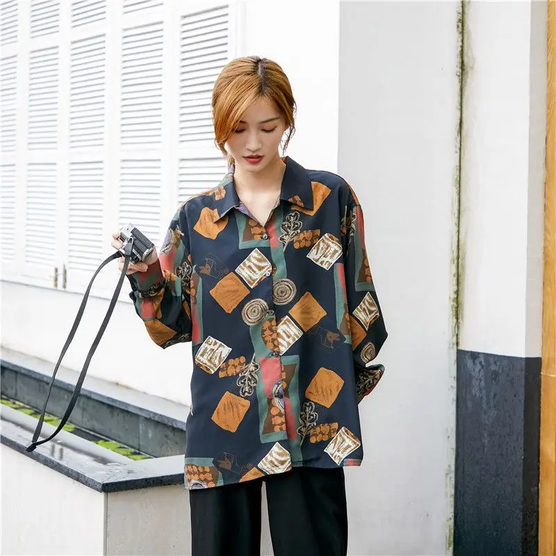 Spring and Autumn Inner Wear Woman Clothes Baroque Shirt Vintage Style Loose Hong Kong Style Long Sleeve Tops Fashion Trend Chic