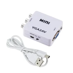 Mini VGA to AV RCA Audio Converter VGA2AV/CVBS Adapter with 3.5mm for PC to TV HD Computer to TV VGA to AV Converter