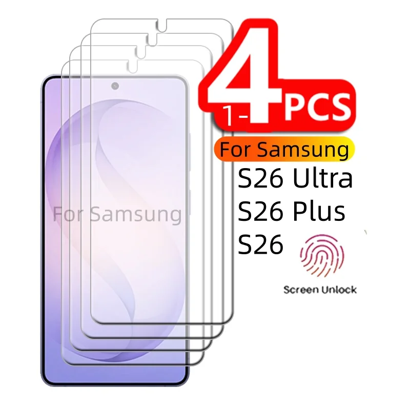 

4/3/2/1Pcs For Samsung Galaxy S26 Ultra Glass Samsung S26 Plus Tempered Glass Clear Screen Protector Samsung S26 Tempered Glass