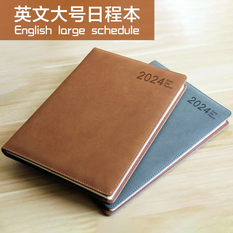 2024 Calendar Book Large A4 Daily Schedule Plan Book Notebook English Notebook Set Gift Box planner supplies  agendas