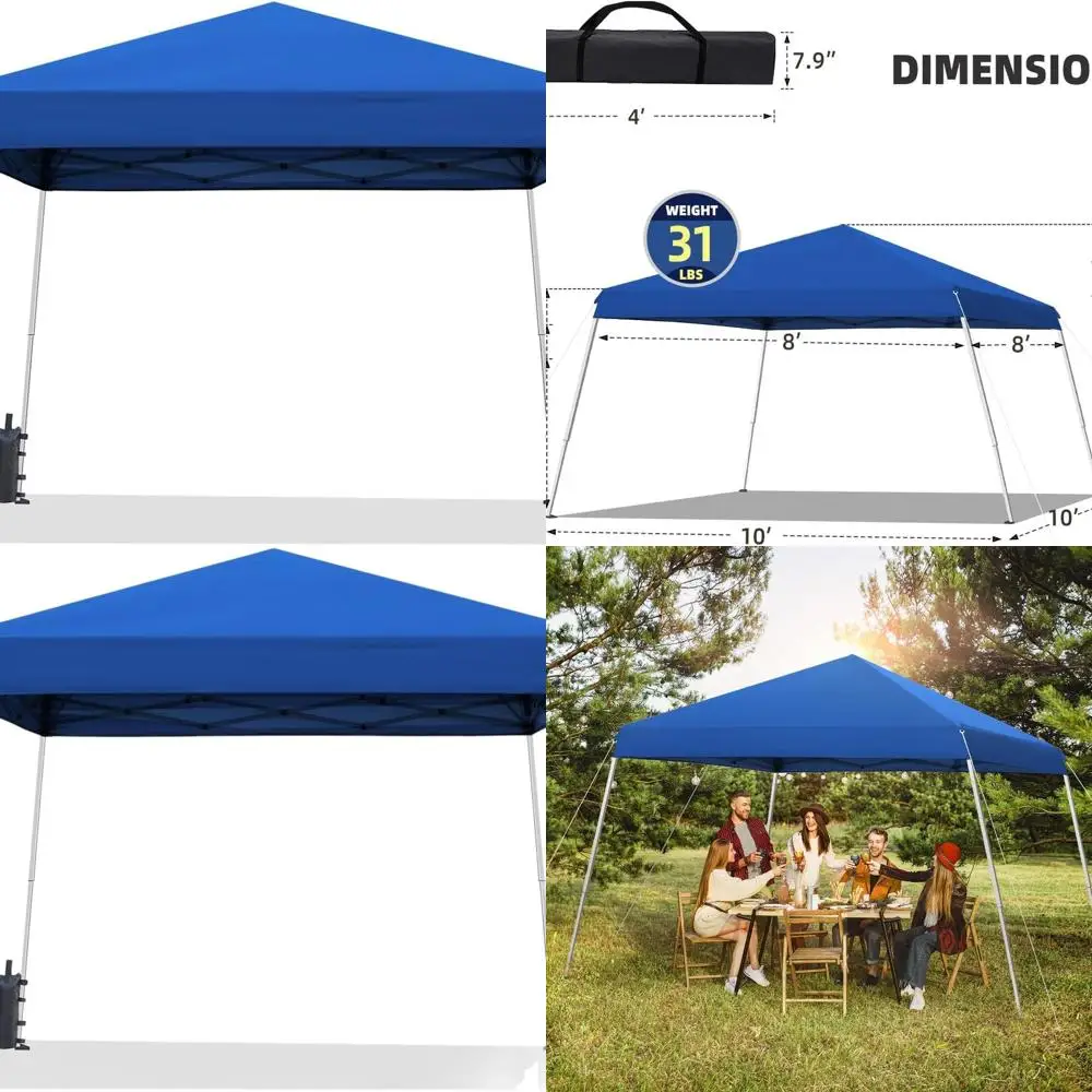 Instalación rápida Tienda de campaña con dosel de pierna inclinada de 10 x 10, refugio portátil para exteriores para playa, deportes, fácil montaje para 1 persona (azul)