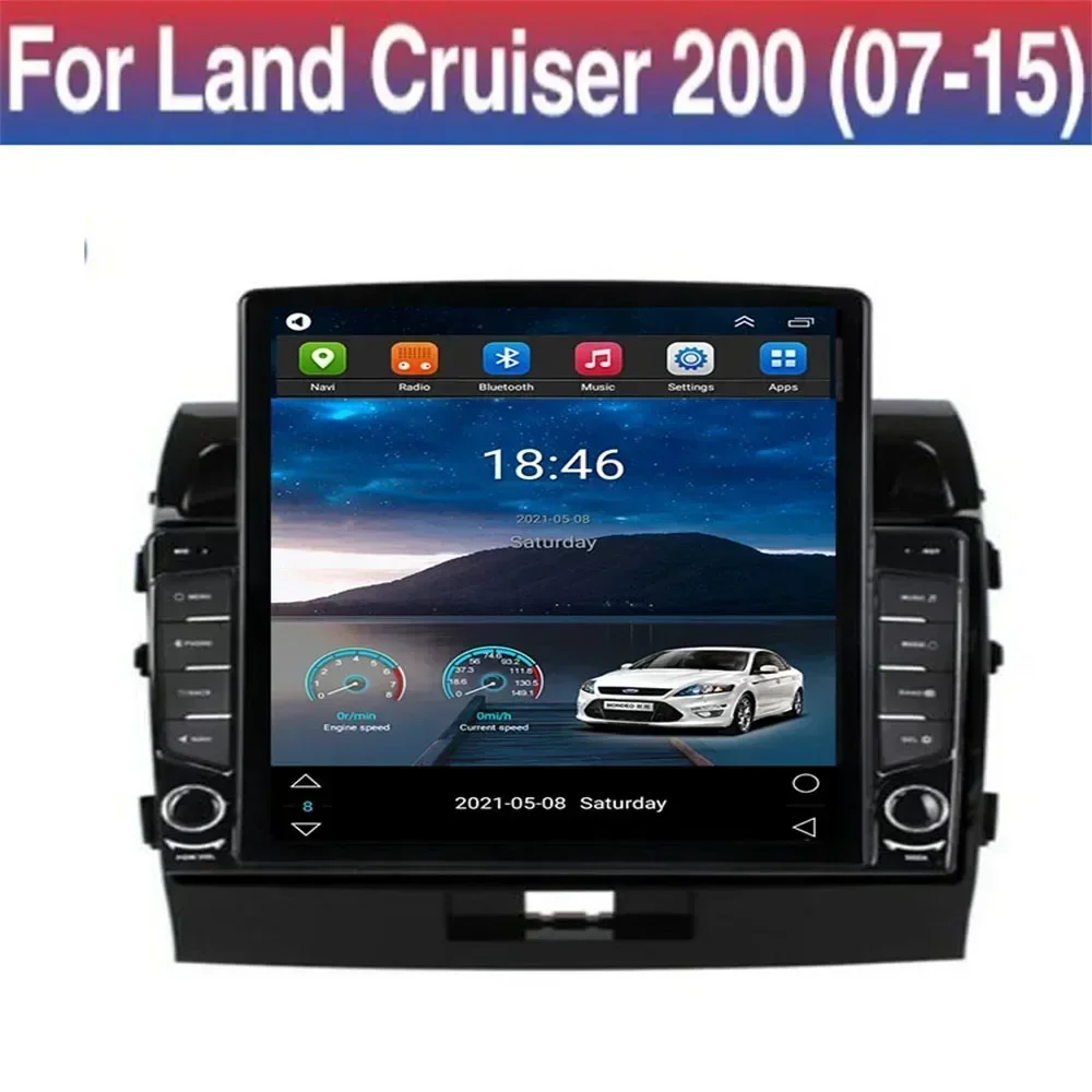 Android 13 For TOYOTA Land Cruiser 2008 - 2015 Tesla Style Vertical Car Radio Stereo Multimedia Player Carplay GPS Nav 8+128G