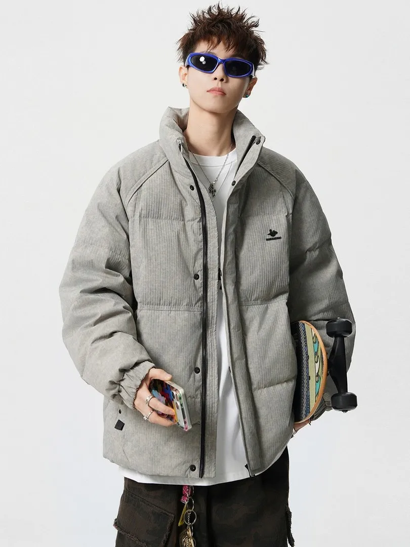 

Teenage Men's Thiened Padded Jaet Warm Loose Fit Stand Collar down Coat Winter Outerwear Functional Sle Polyester Fiber