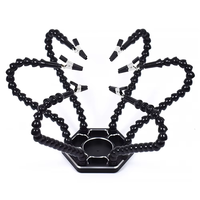 NEWACALOX 6PCS Flexible Arms Soldering Third Helpping Hand Stand PCB Circuit Board Holder Aluminum Alloy Base Welding Tools