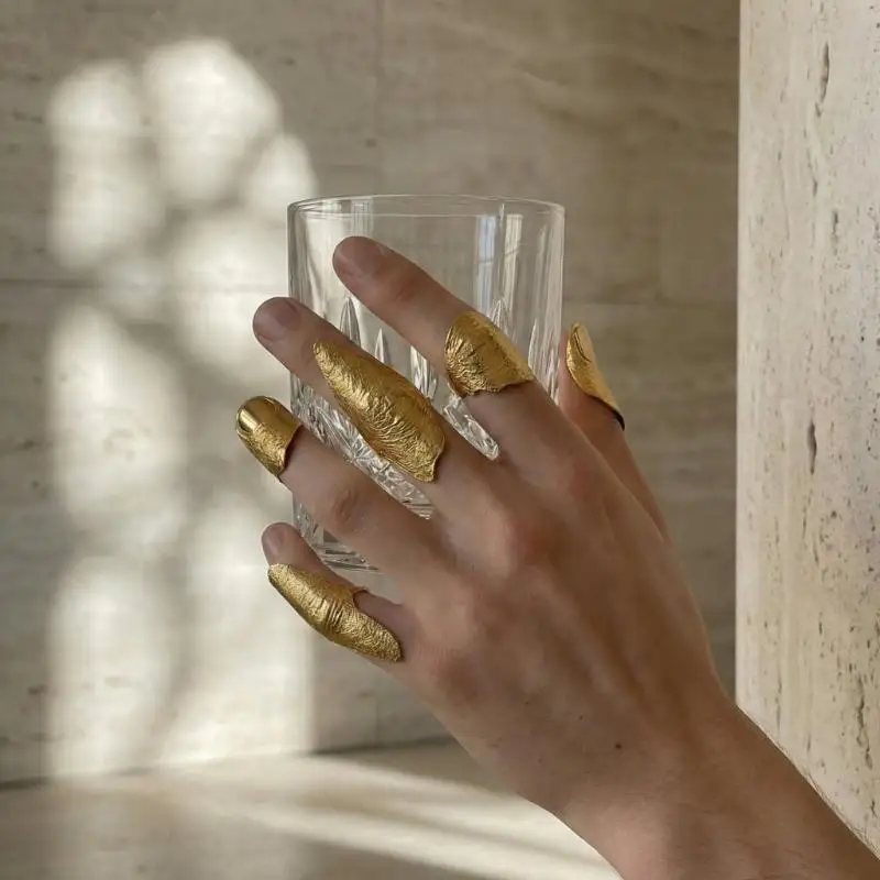 Golden Irregular Knuckle Ring Set for Women Minimalist Style Stackable Fashion Jewelry Chic Party Gift Accessory