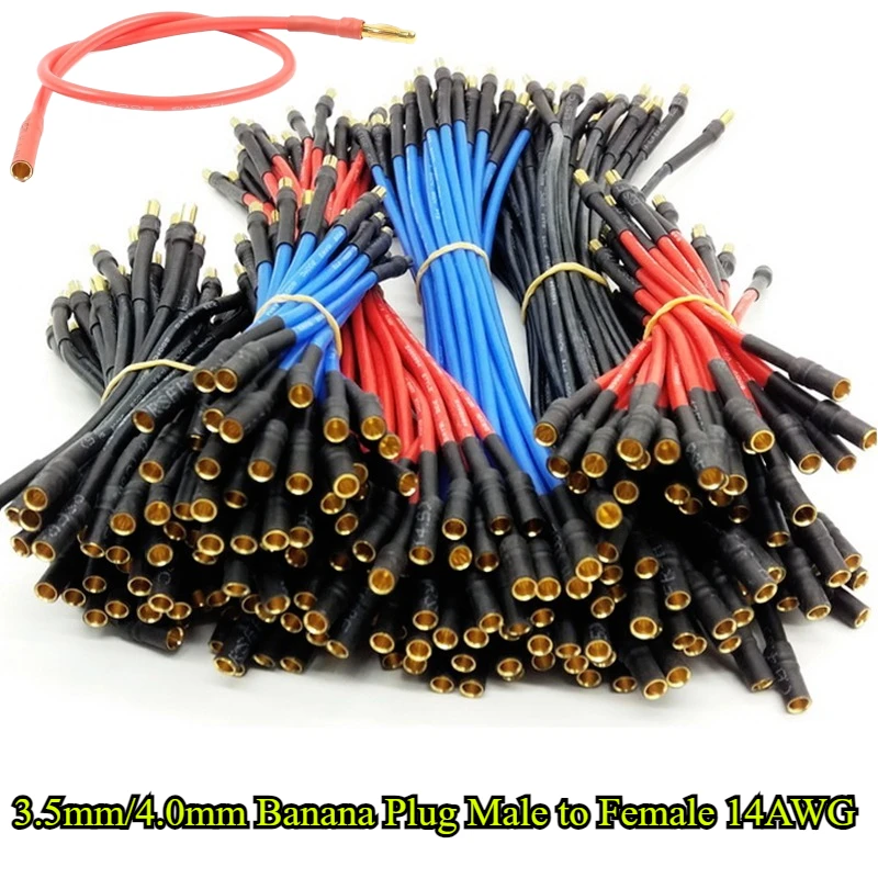 RC Motor/ESC Extension Cable 10/20/30-50CM With 14AWG Silicone Cable 3.5mm/4.0mm Male To Female Banana Plug For RC Drone Car Toy
