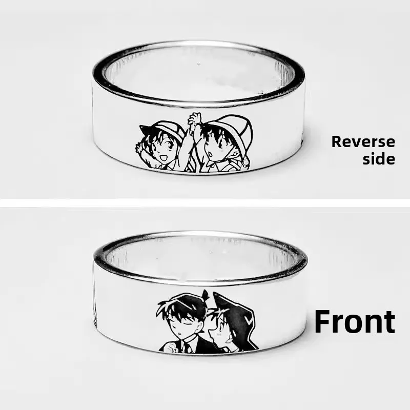 المحقق كونان خاتم قابل للتعديل خواتم معدنية الفضة أنيمي المشاركة الزفاف شخصية خاتم تأثيري مجوهرات الأزياء هدايا جديد