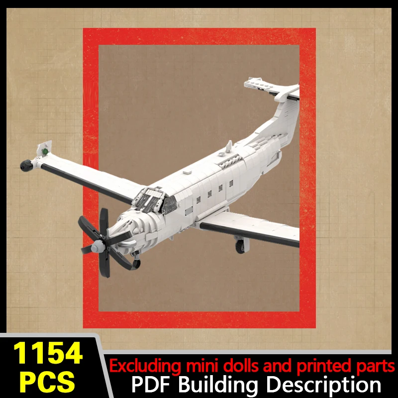 PC-12 Commuter Aircraft Model MOC Building Bricks War Equipment Modular Technology Gifts Holiday Assemble Children Toys Suit