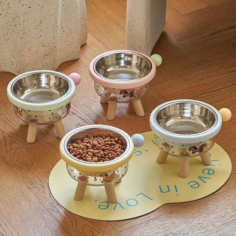 Transparent High Footed Bowl, Exquisite Dining Experience, Enhanced Neck Protection, One Bowl Dual-use Anti Slip and Stable